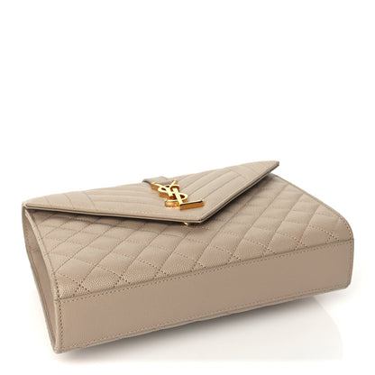 Saint Laurent Grain De Poudre Textured Mixed Matelasse Medium Triquilt Monogram Satchel Dark Beige 3 of 8