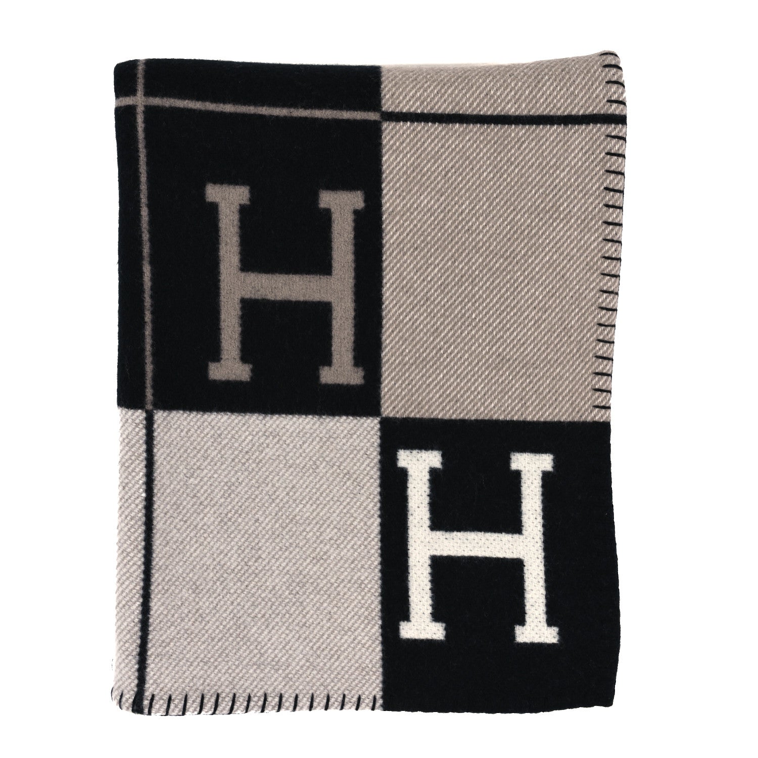 Hermes Wool Cashmere Avalon Blanket Ecru Gris Fonce 1 of 3