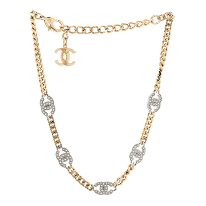 Chanel Crystal Chain CC Necklace Gold Silver 3 of 6