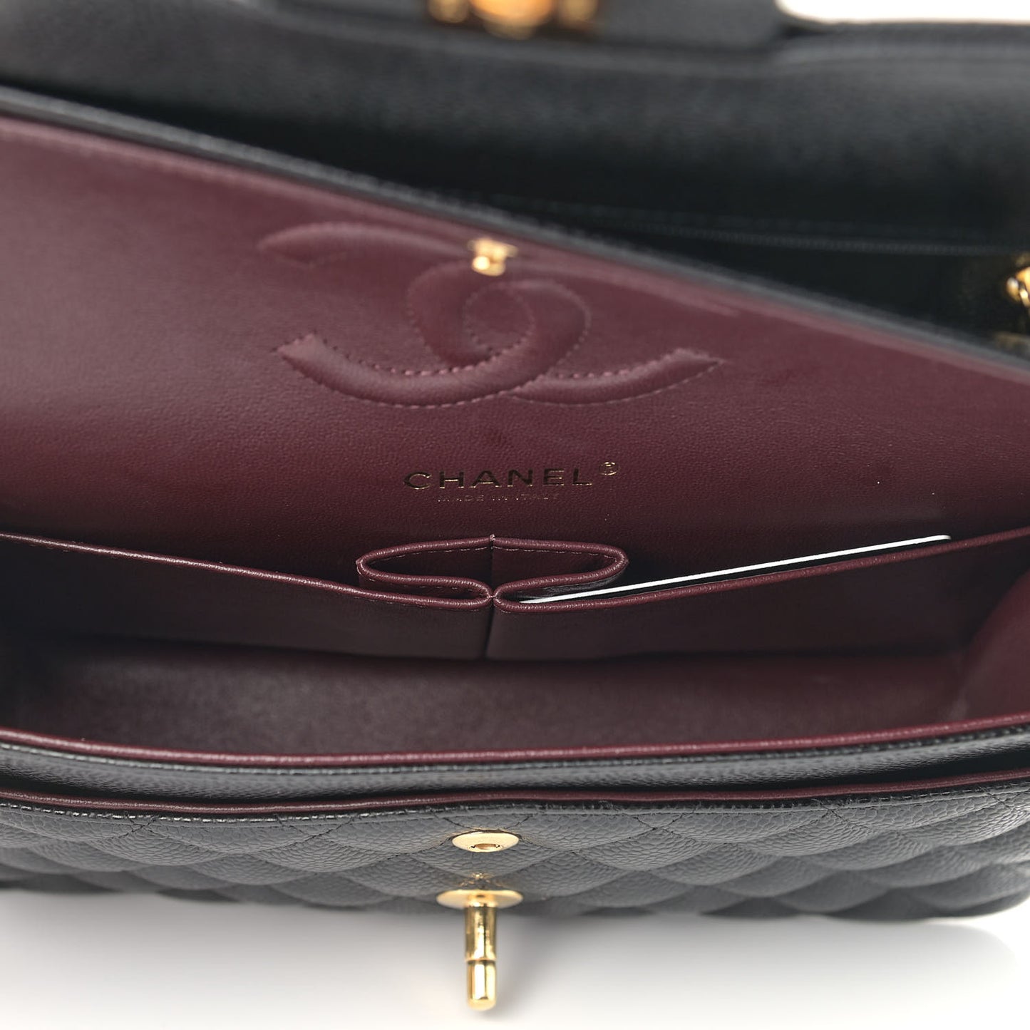 Caviar Quilted Medium Double Flap Black