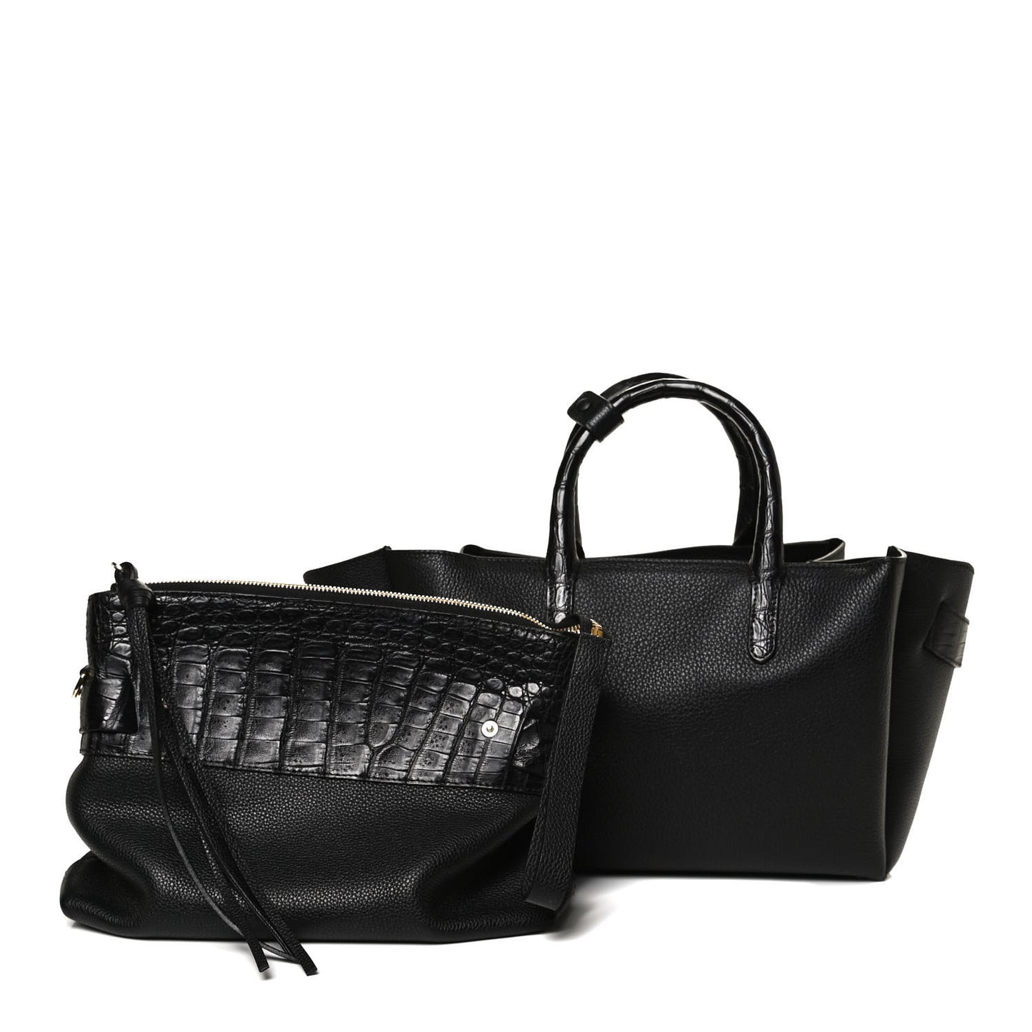 Calfskin Crocodile Cristie Satchel Black