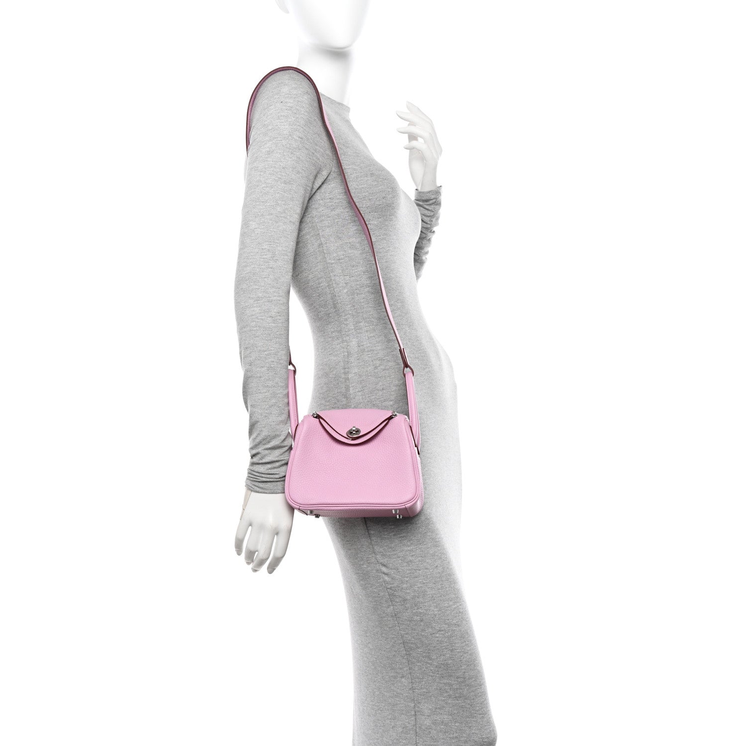 Hermes Taurillon Clemence Mini Lindy 20 Mauve Sylvestre 2 of 10