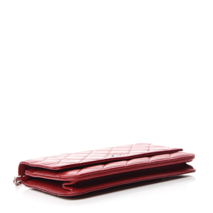Chanel Lambskin Quilted Wallet on Chain WOC Red 4 of 14