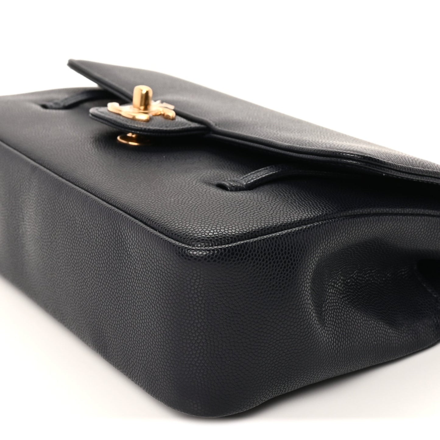 Shiny Caviar Preppy Coco Small Flap Bag Navy