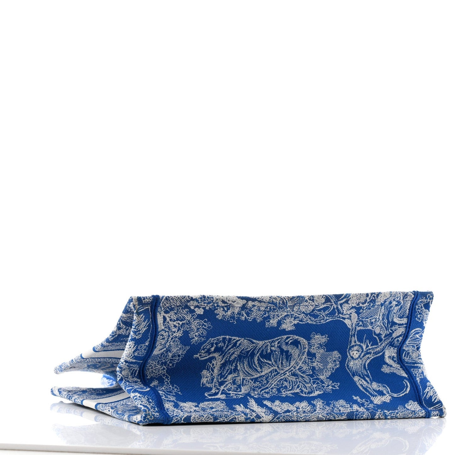 Canvas Embroidered Medium Dioriviera Toile De Jouy Book Tote Fluorescent Blue