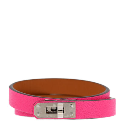 Hermes Chevre Chamkila Kelly Double Tour Bracelet T2 Rose Pop 1 of 7