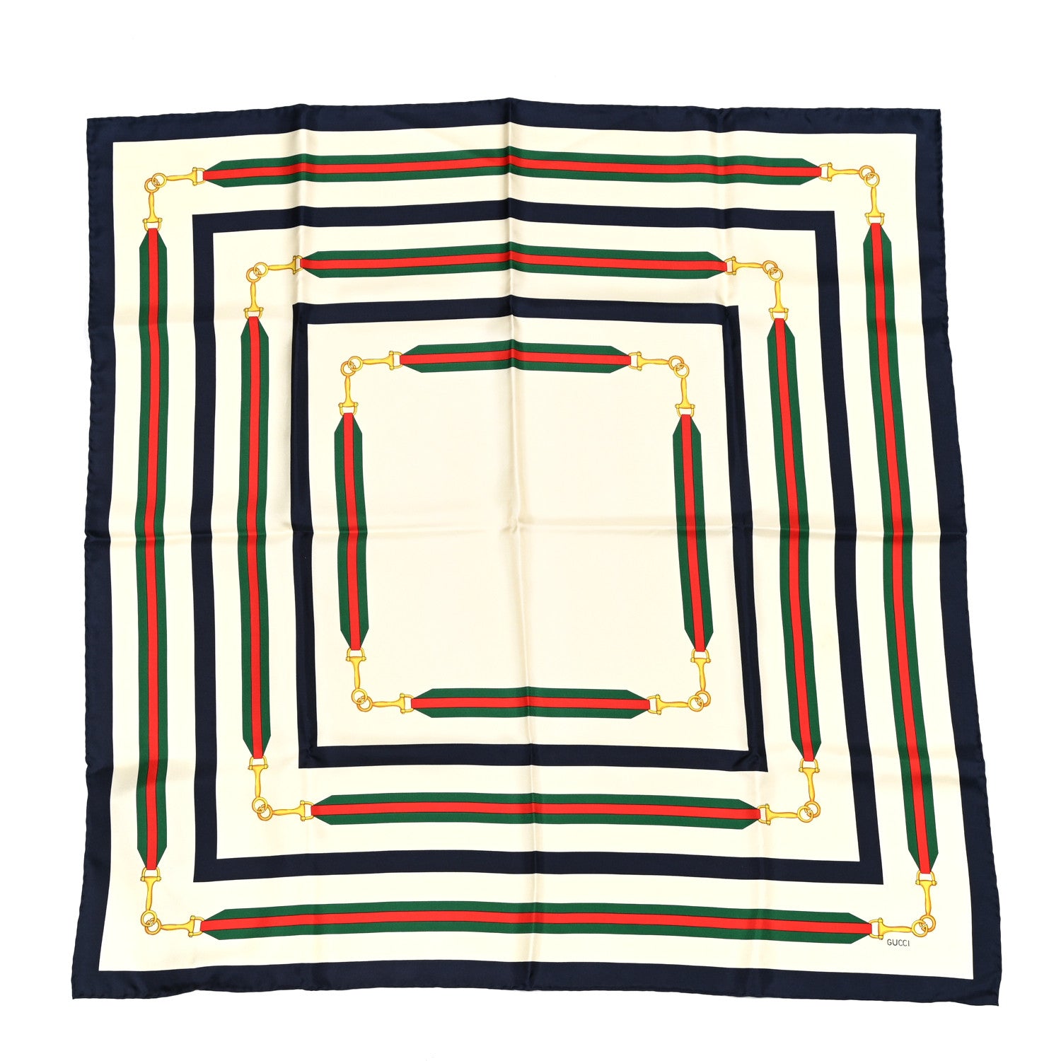 Gucci Silk Interlocking G Horsebit Scarf Ivory 1 of 3