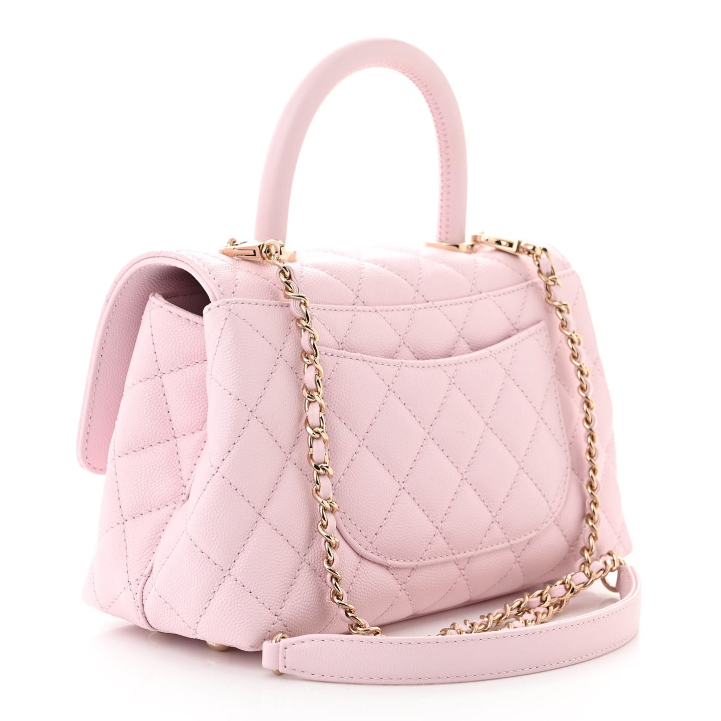 Caviar Quilted Mini Coco Handle Flap Light Pink