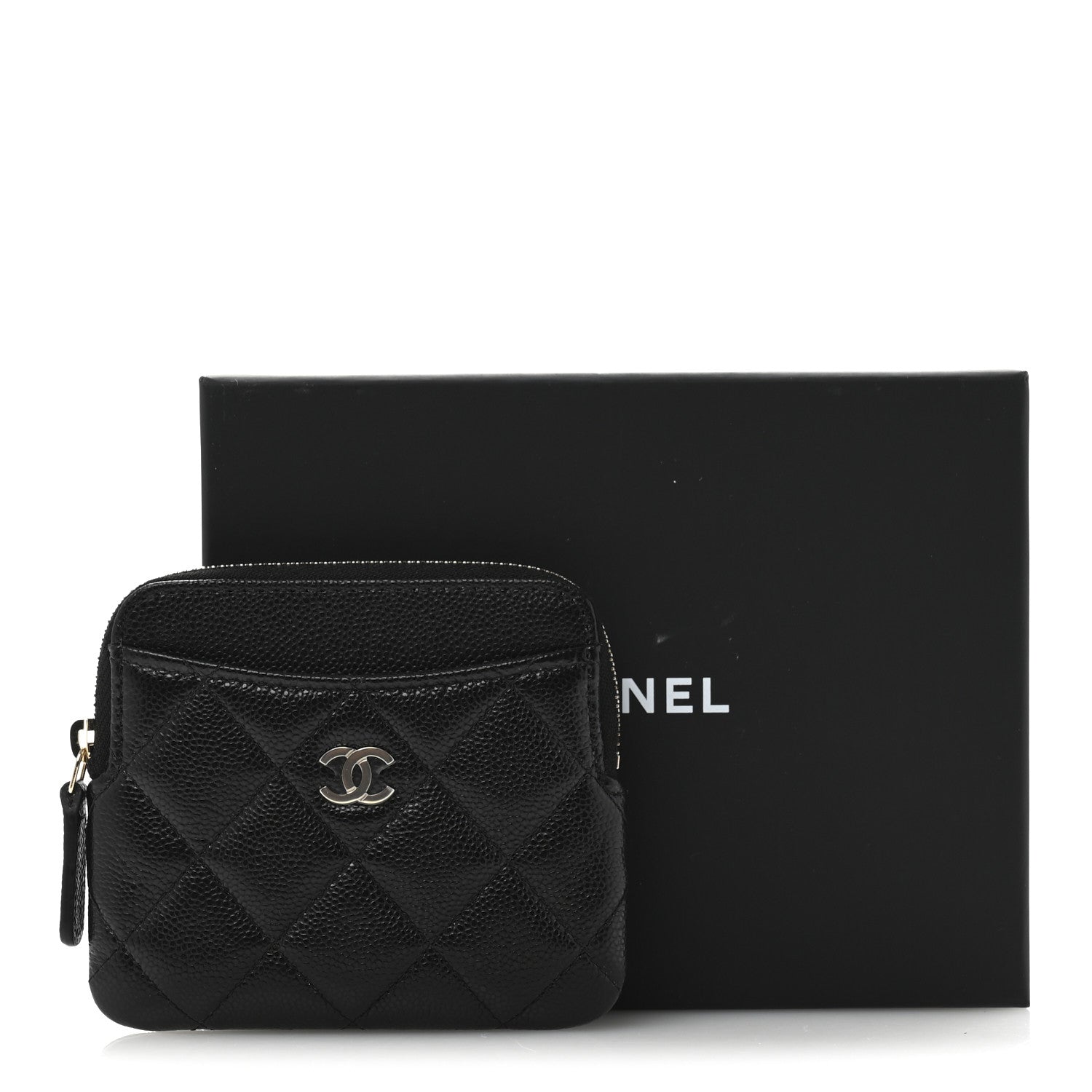 Chanel Caviar Quilted Zip Card Holder Wallet Black 8 of 8