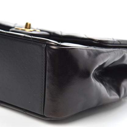 Chanel Glazed Calfskin Quilted Medium Gold Bar Top Handle Flap Black 9 of 12