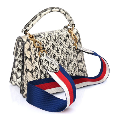 Gucci Snakeskin Sylvie Web Small Queen Margaret Top Handle Bag Roccia Natural 2 of 7