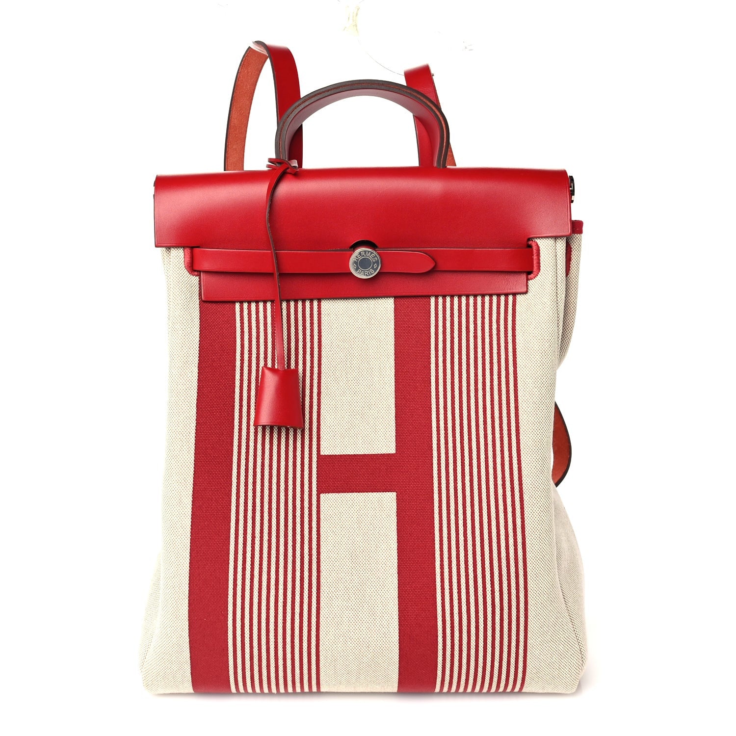 Hermes Vache Hunter Toile H Vibration Herbag a Dos Retourne Backpack  Bordeaux Ficelle Rouge Piment 1 of 9