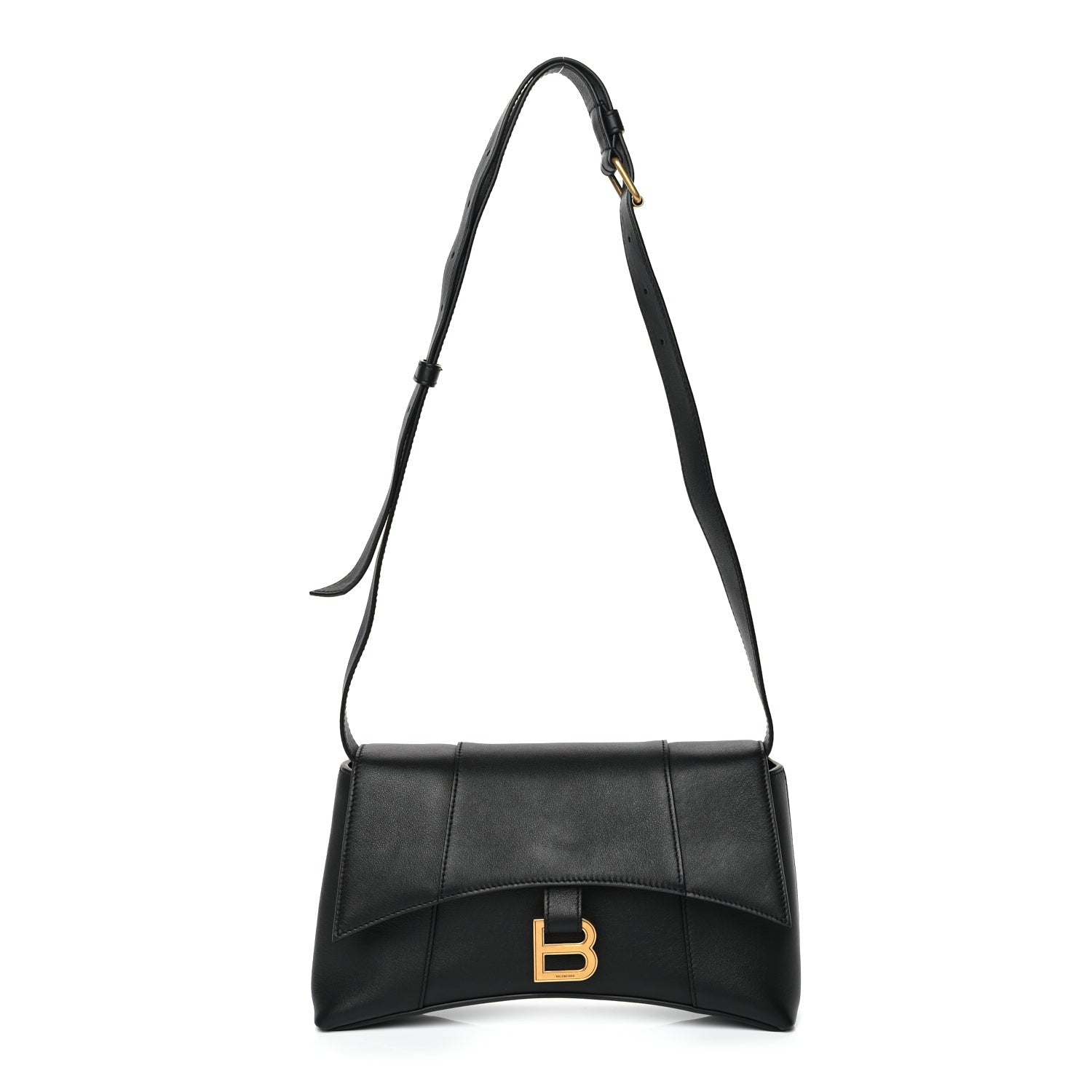 Balenciaga Semi Shiny Smooth Calfskin Small Downtown Shoulder Bag Black 1 of 10