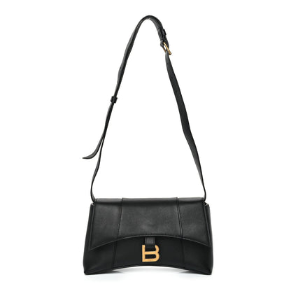 Balenciaga Semi Shiny Smooth Calfskin Small Downtown Shoulder Bag Black 1 of 10