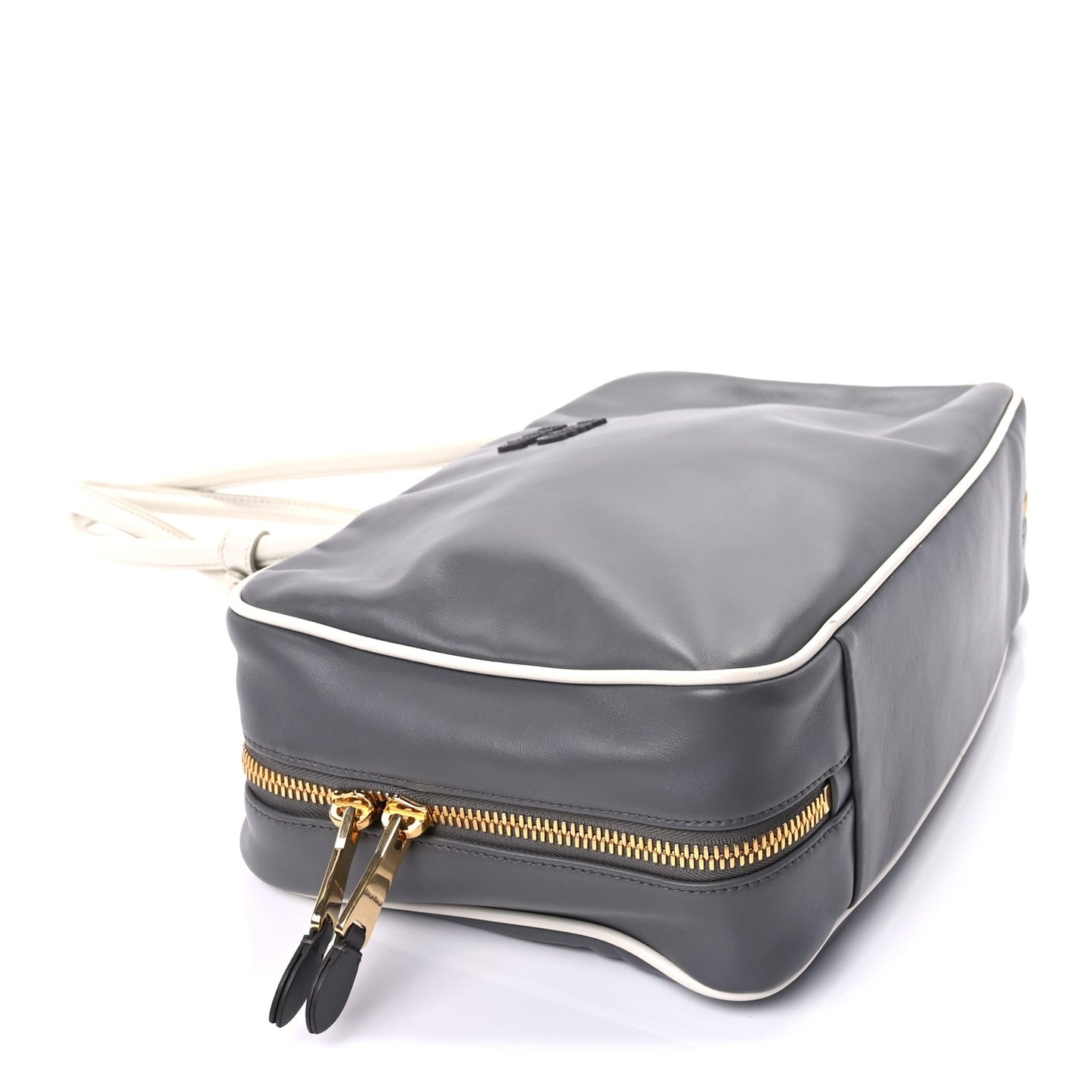 Soft Calf Softy Contrast Large Beau Top Handle Bag Marmo White