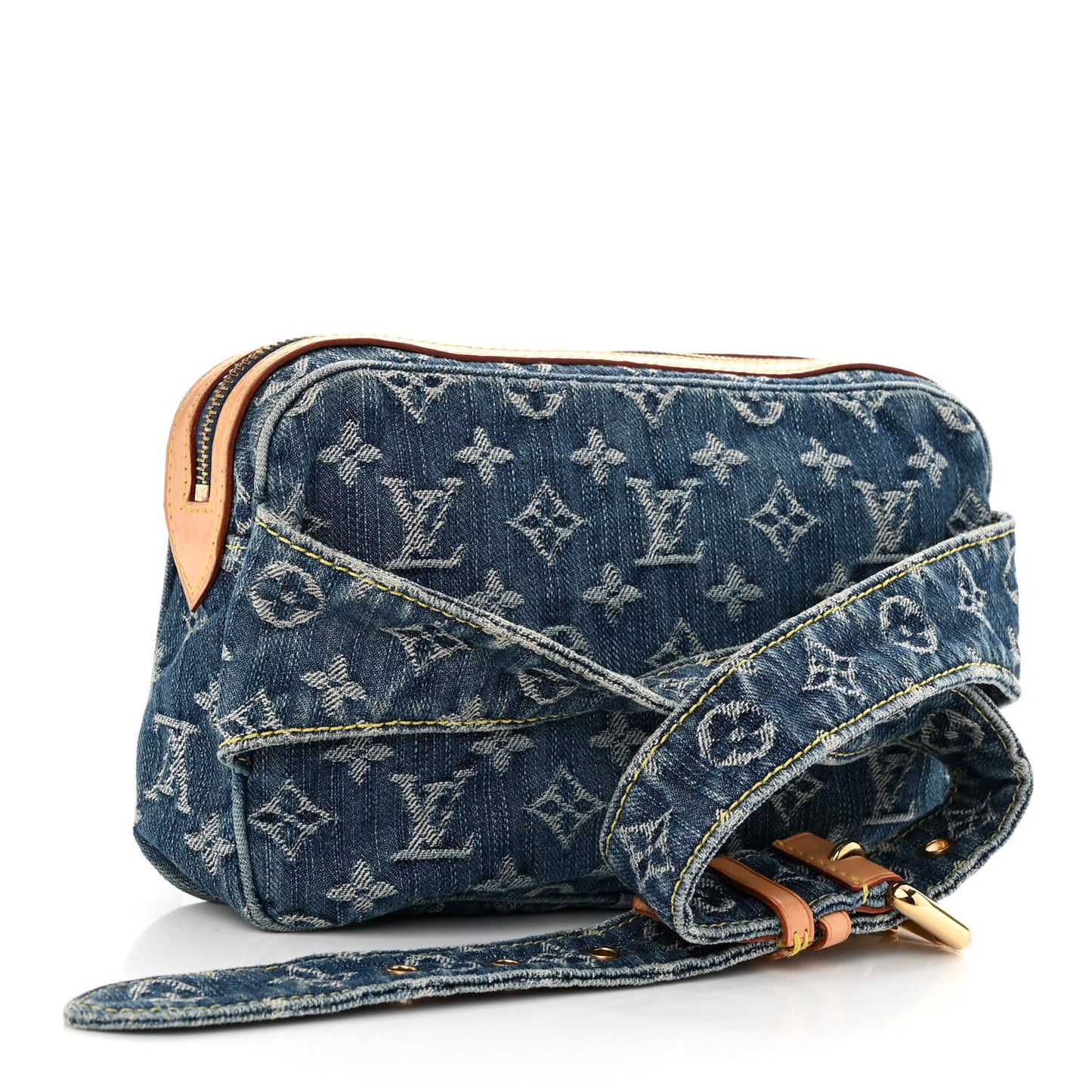 Monogram Denim Bum Bag Blue