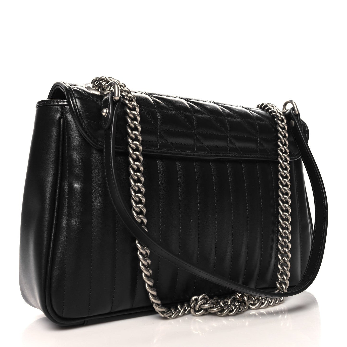 Calfskin Matelasse Aria Medium GG Marmont Shoulder Bag Black