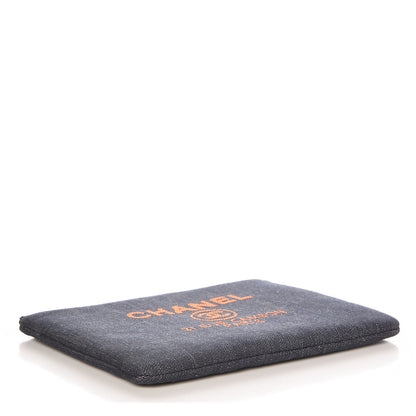 Chanel Denim Medium Deauville Pouch Clutch Blue Orange 4 of 8