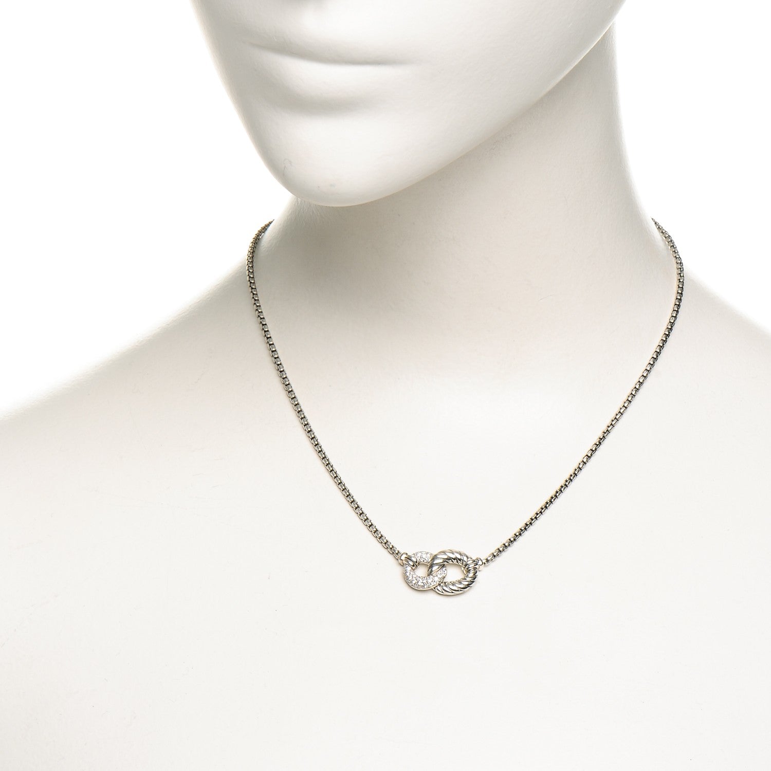 David Yurman Sterling Silver Diamond Belmont Pendant Necklace 2 of 5