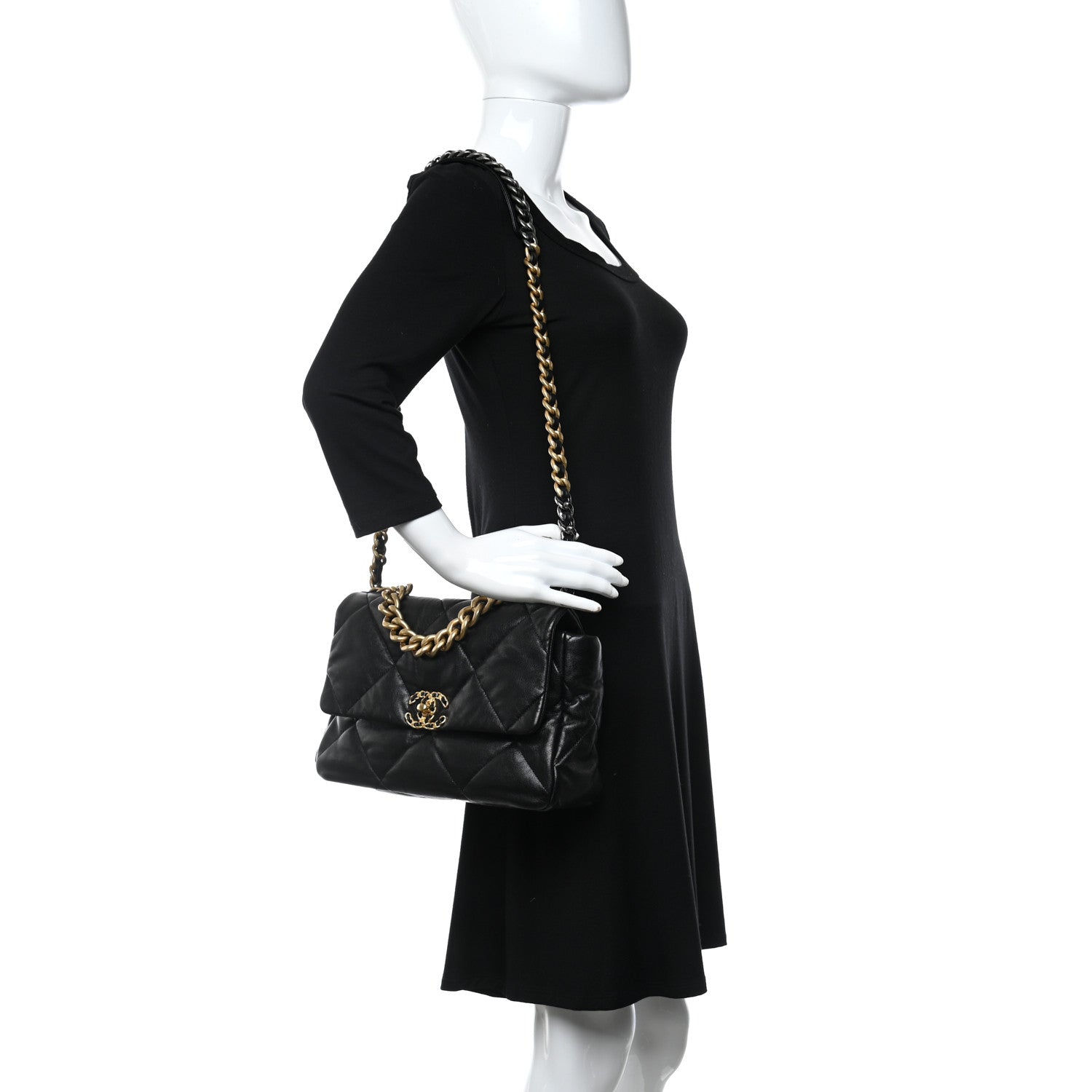 Chanel Goatskin Quilted Maxi Chanel 19 Flap Black 2 of 13