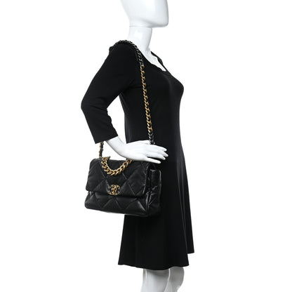 Chanel Goatskin Quilted Maxi Chanel 19 Flap Black 2 of 13