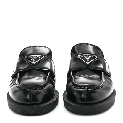 Prada Spazzolato Triangle 40mm Loafer Mules 37 Black 2 of 8