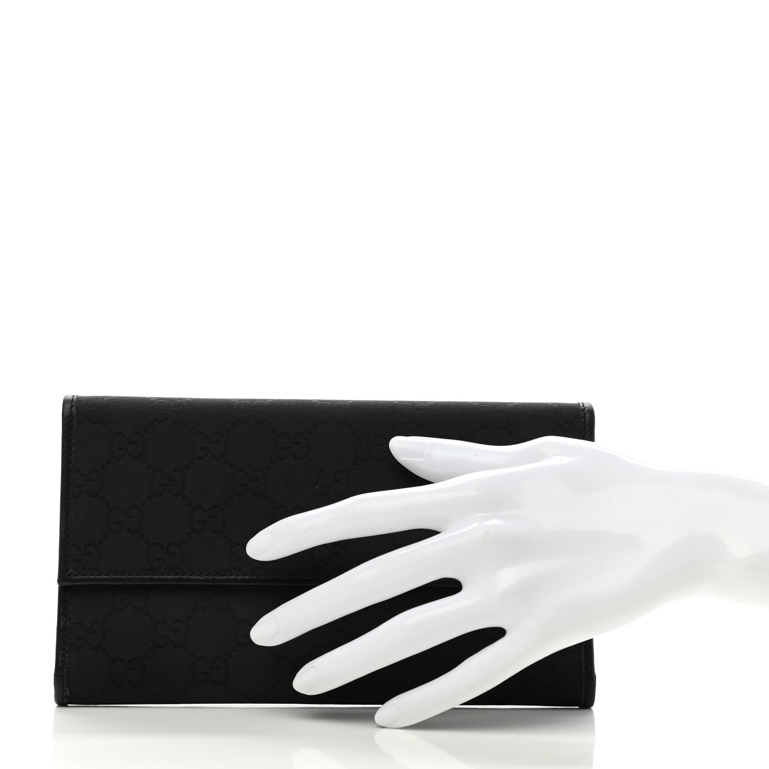 Gucci Monogram Nylon Continental Wallet Black 2 of 10