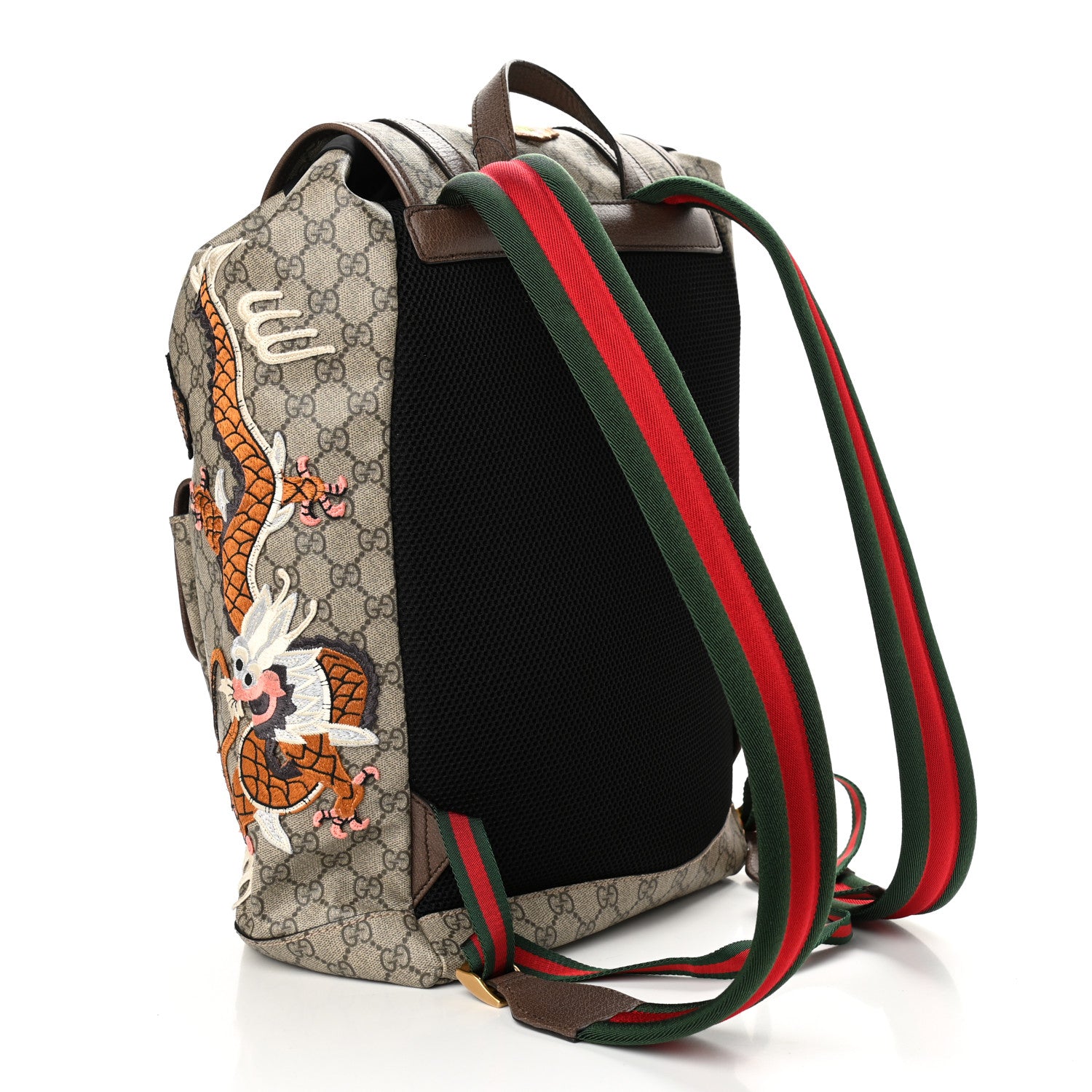 Gucci Soft GG Supreme Monogram Courrier Web Double Buckle Backpack Beige New Acero 2 of 11