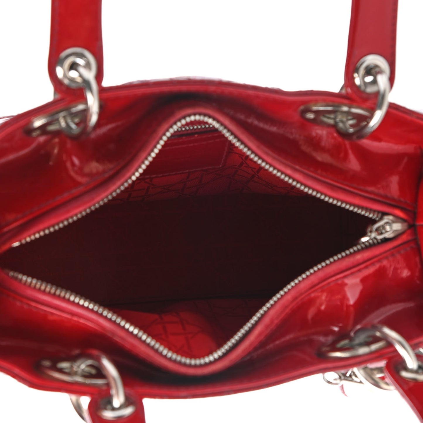 Patent Cannage Medium Lady Dior Red