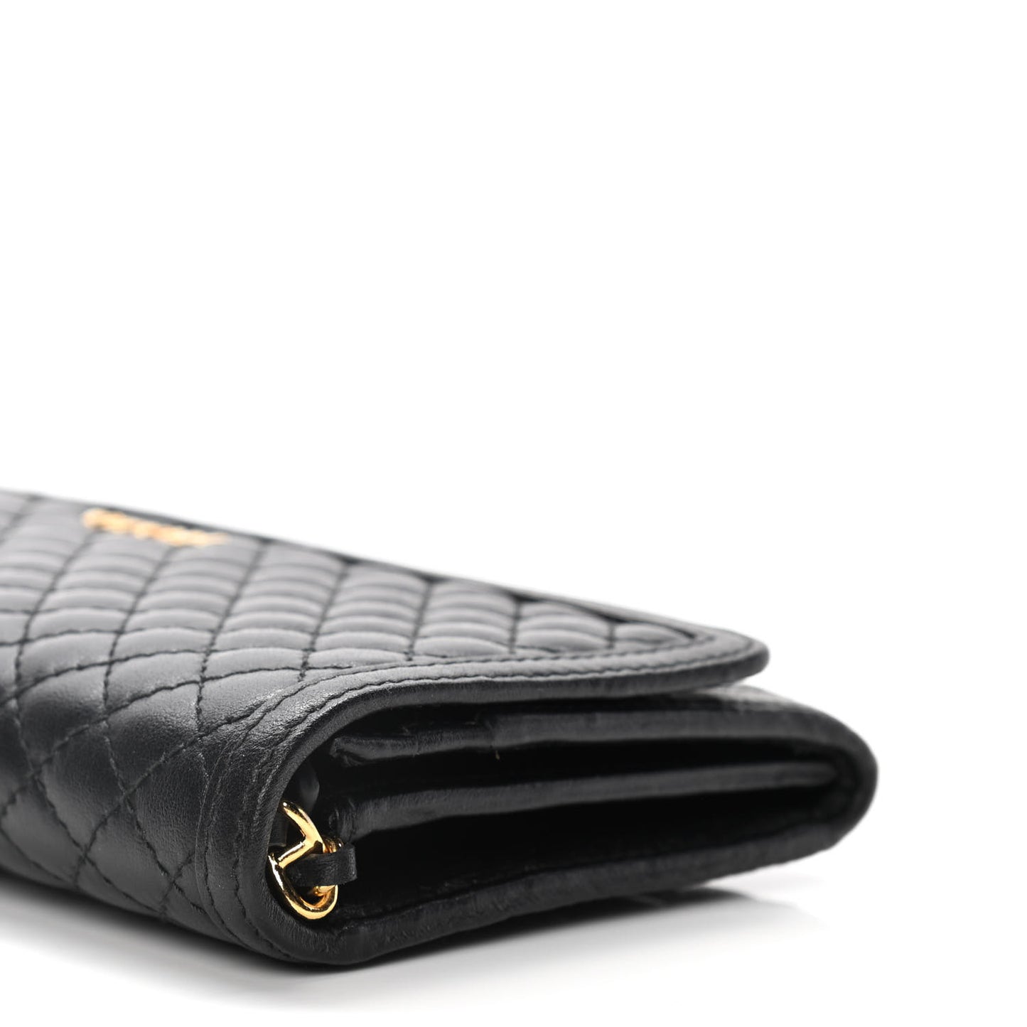 Soft Calfskin Quilted Chain Wallet Black
