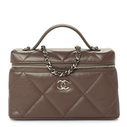 Chanel Caviar Quilted Top Handle Slim Vanity With Chain  Light Brown 1 of 9