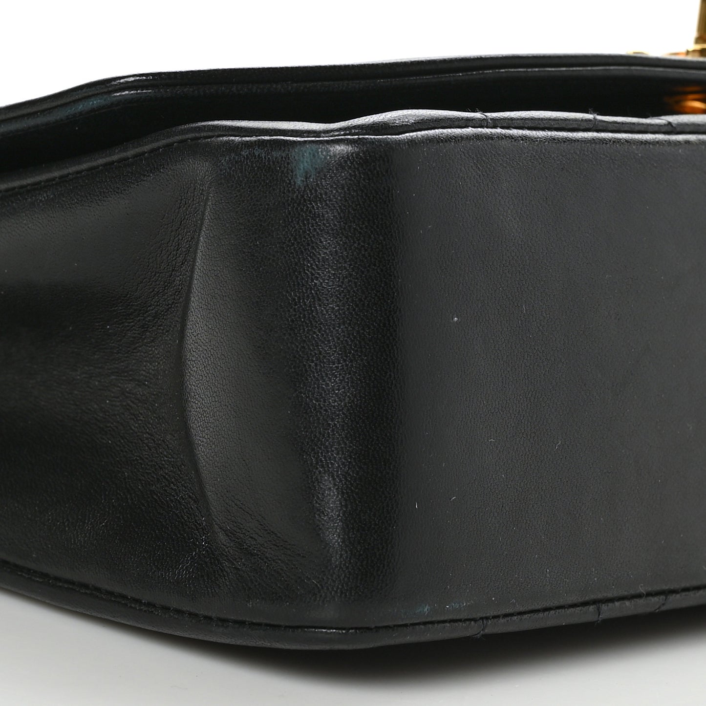 Lambskin Quilted Medium Single Flap Black