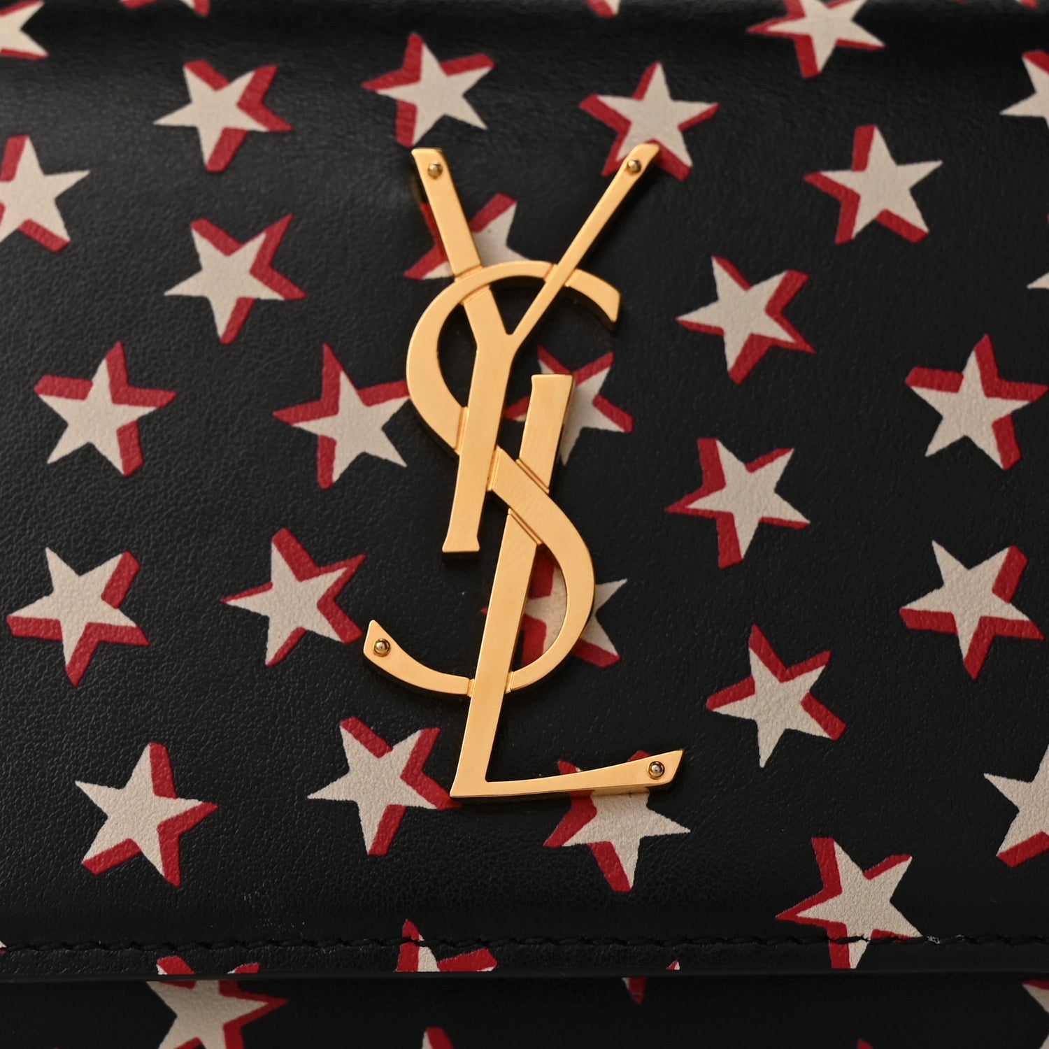 Saint Laurent Smooth Calfskin Star Print Monogram Kate Belt Bag  Ivory Red 6 of 8
