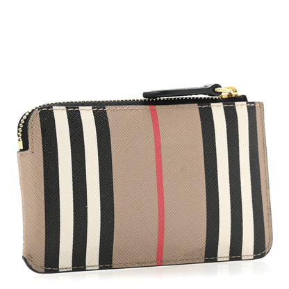 Burberry E-Canvas Calfskin Icon Stripe Zip Coin Case Archive Beige 3 of 7