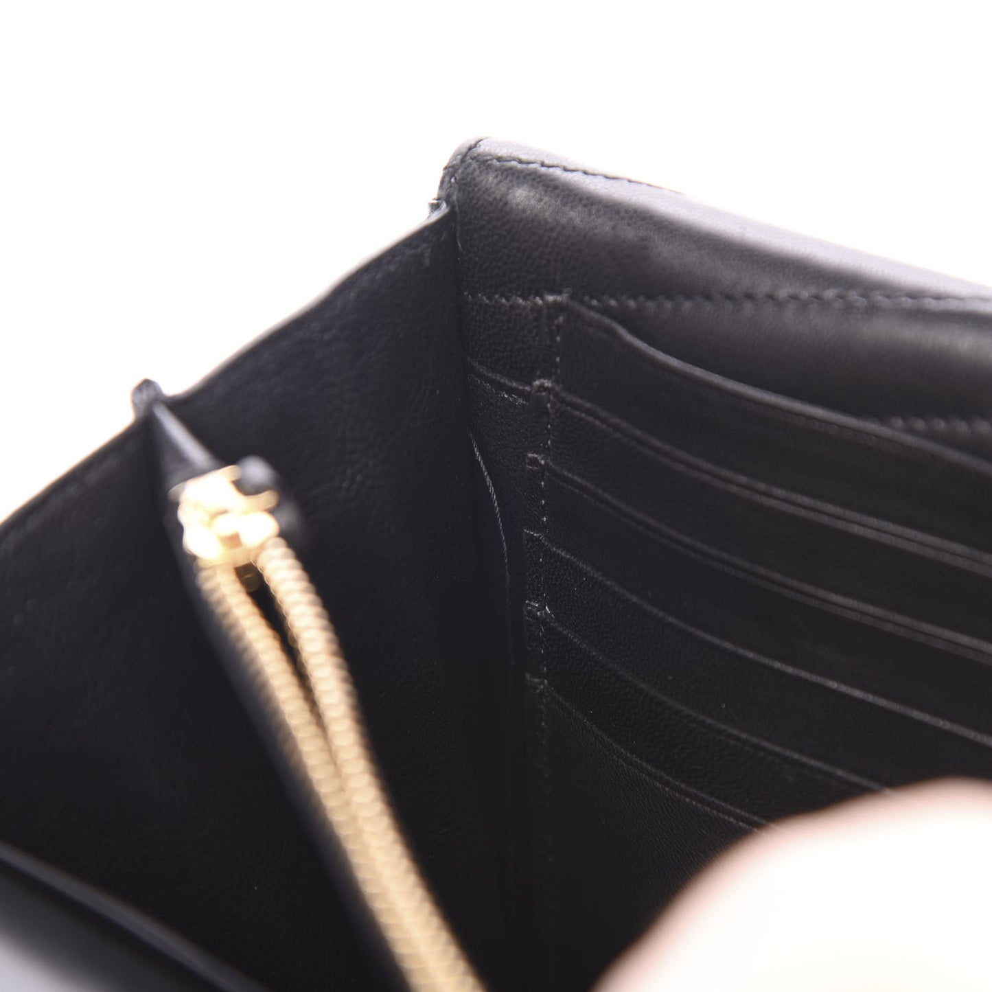 Lambskin Matelasse Chevron Monogram Sulpice Chain Wallet Black