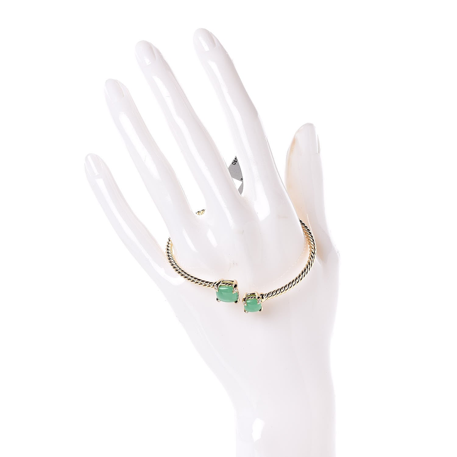 David Yurman 18K Yellow Gold Diamond Chrysoprase Chatelaine Bypass Bracelet 2 of 4