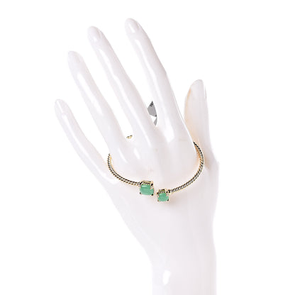 David Yurman 18K Yellow Gold Diamond Chrysoprase Chatelaine Bypass Bracelet 2 of 4