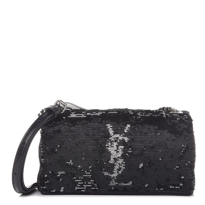 Saint Laurent Sequins Toy West Hollywood Shoulder Bag Nero Argento 1 of 7