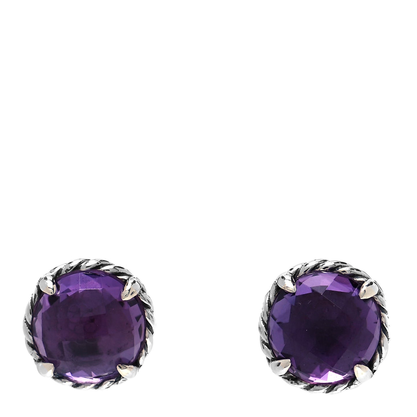 Sterling Silver Amethyst 8mm Chatelaine Earrings