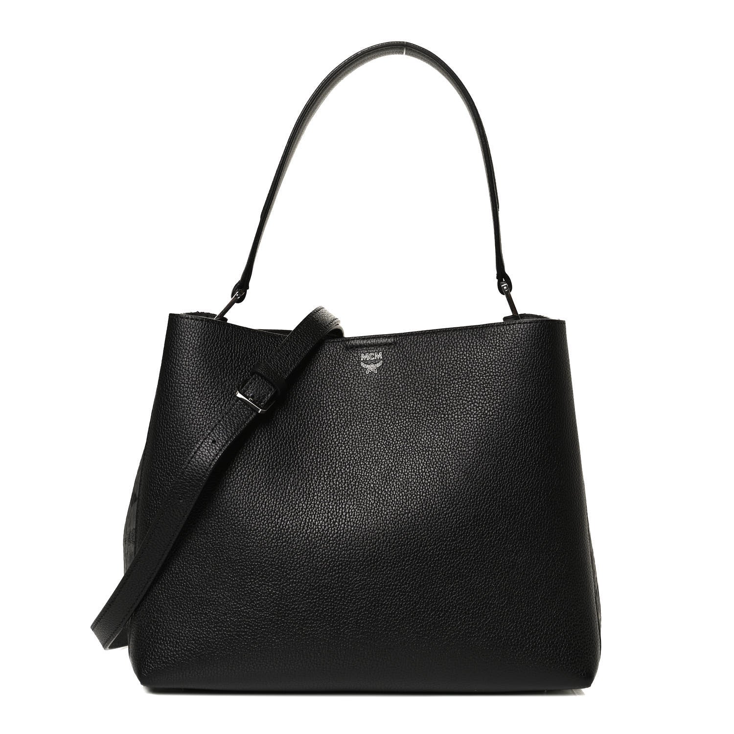 MCM Grained Calfskin Visetos Medium Sarah Hobo Black 1 of 17