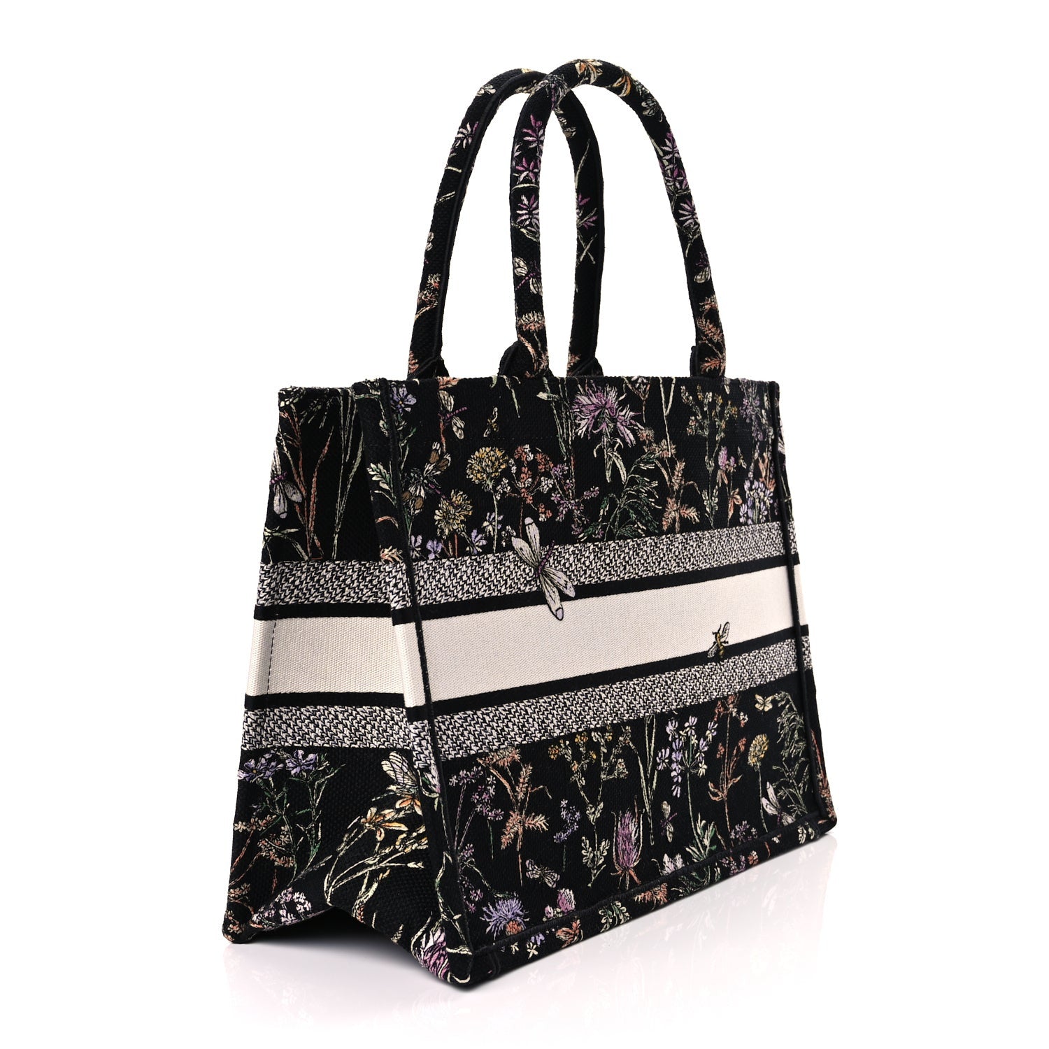 Christian Dior Canvas Embroidered Medium Herbarium Book Tote Black Multicolor 2 of 10