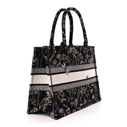 Christian Dior Canvas Embroidered Medium Herbarium Book Tote Black Multicolor 2 of 10