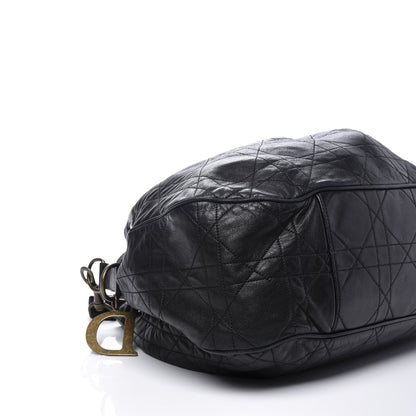 Christian Dior Lambskin Cannage Drawstring Bag Black 6 of 14