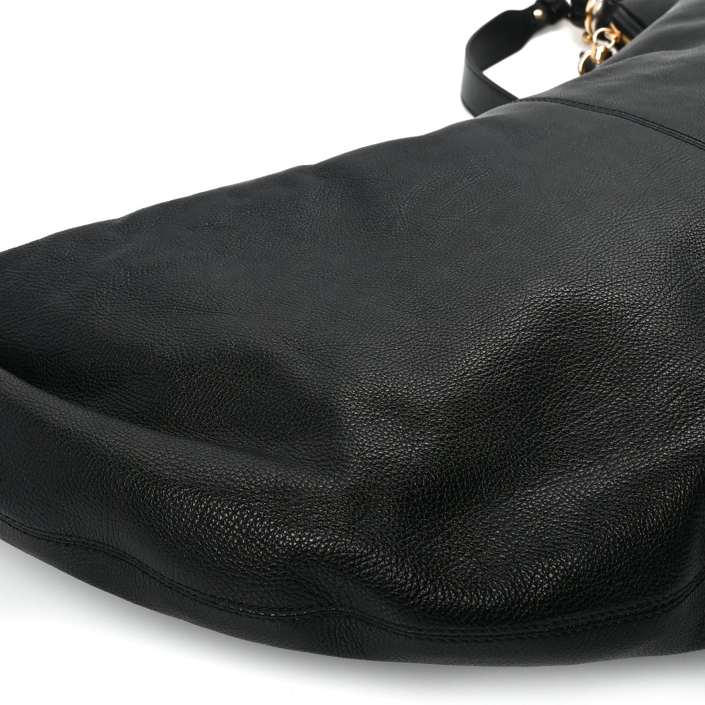 Grained Calfskin Large Bracelet Hobo Bag Black