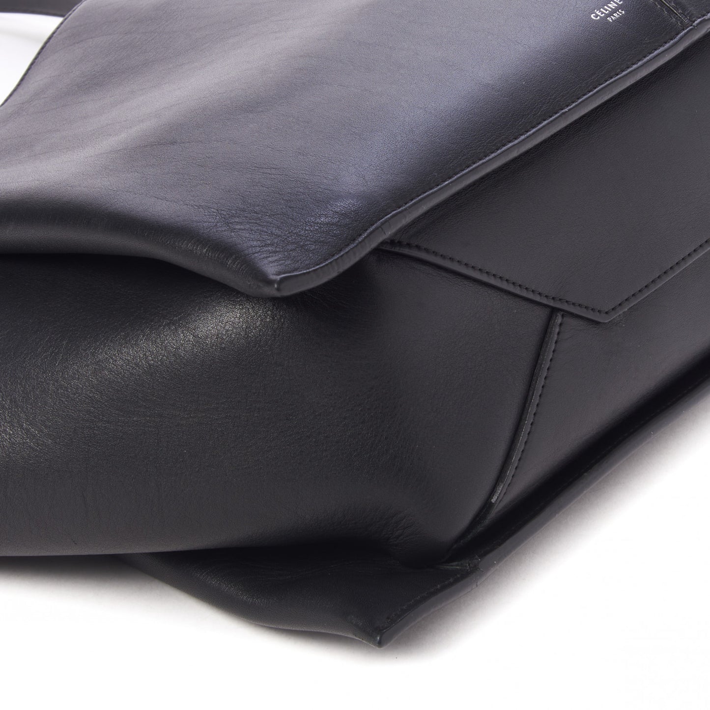 Baby Grained Calfskin Medium Tri-Fold Bag Black