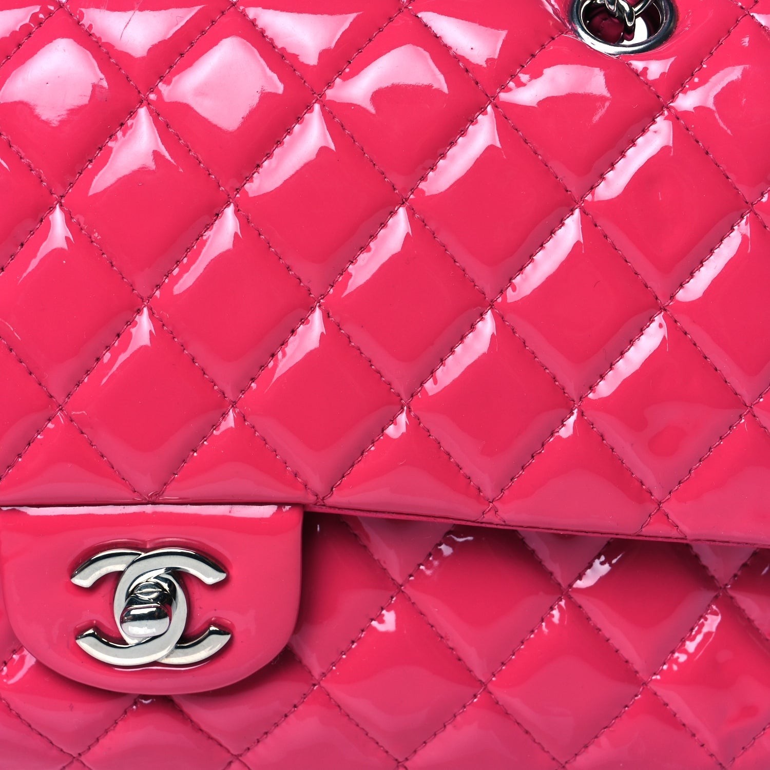 Chanel Patent Quilted Medium Double Flap Pink 7 of 10