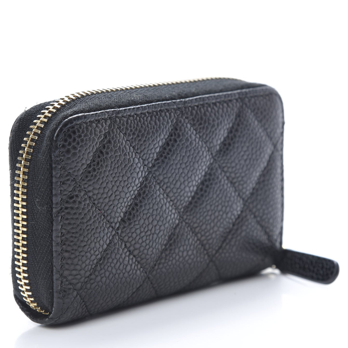 Caviar Quilted Zip Coin Purse Black