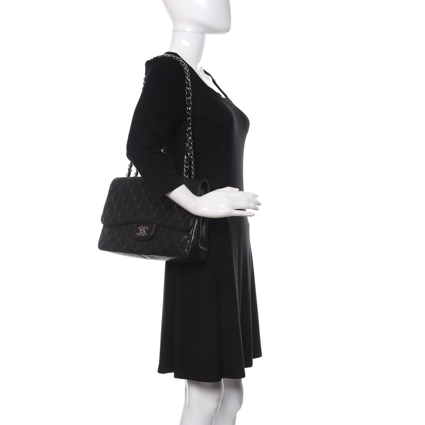 Caviar Quilted Jumbo Single Flap Black