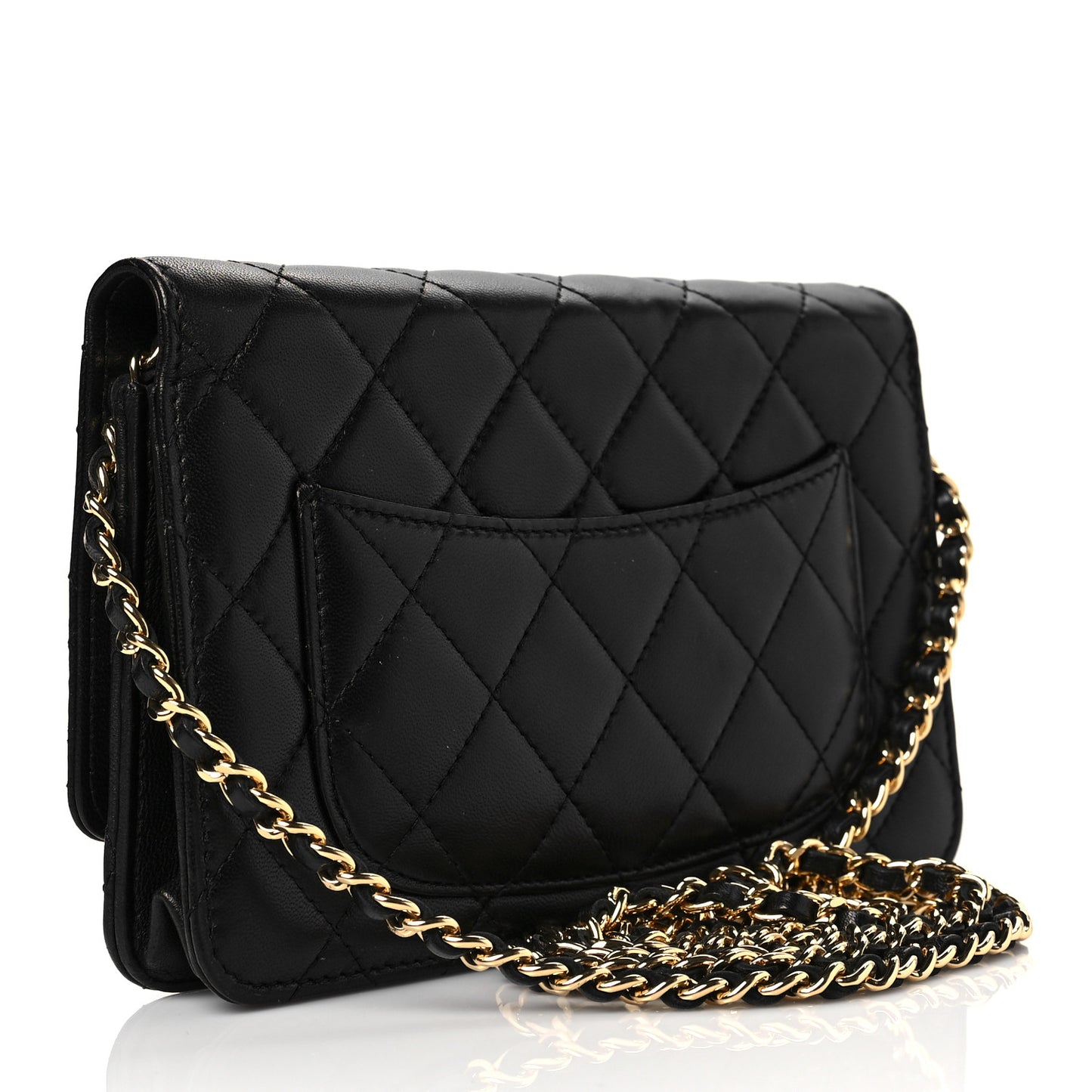 Lambskin Quilted Wallet On Chain WOC Black