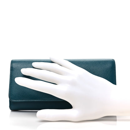 Prada Saffiano Metal Continental Flap Wallet Ottanio 2 of 8